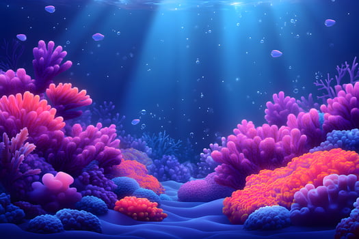 Vibrant Underwater Coral Reef Scene with Colorful Marine Life for Ocean Conservation Themes photo