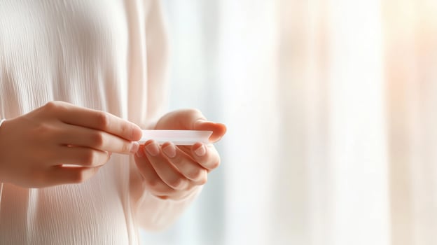 Hands hold a smooth quartz crystal in a serene indoor setting during daylight hours photo