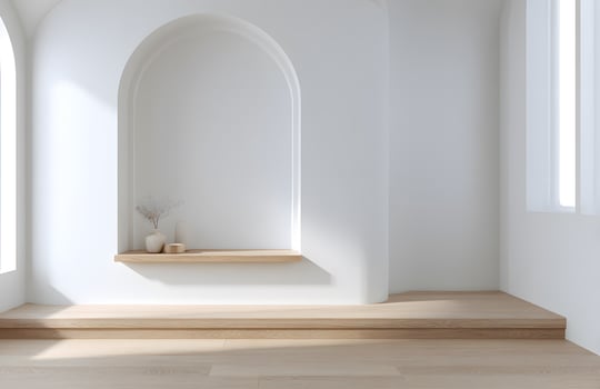 Modern interior design featuring a light, bright, and minimalist space. photo