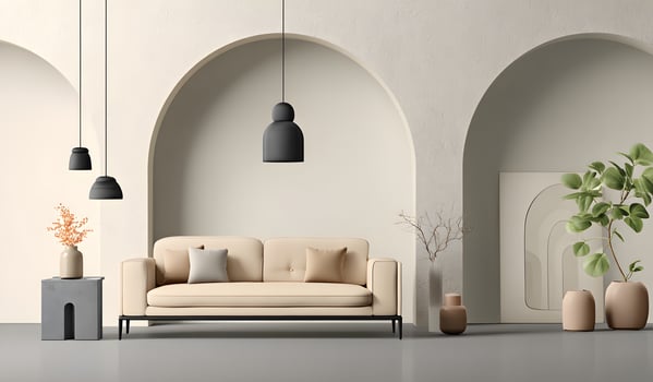 Modern beige living room interior design concept. photo