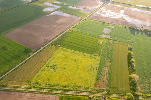 cultivated land patterns captured by drone, aerial drone view. Agricultural concept background photo