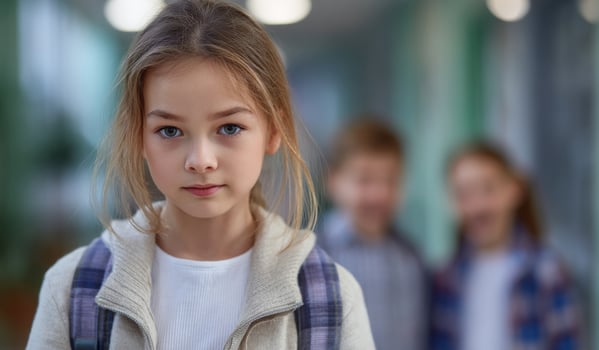 Portrait of a Young Schoolgirl Innocence and Education. A captivating photograph of a serious looking young girl, possibly a stud photo