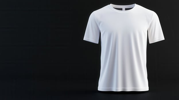 White t shirt lying on sleek black silk showcasing elegant graphic design potential with backdrop, minimalist presentation photo