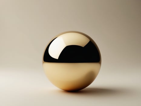 Glossy Golden Sphere. A Minimalist Still Life with Reflections and Soft Lighting. photo