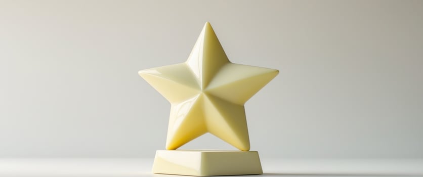 Gold Star Award Trophy on a White Background, Simple and Elegant Presentation. photo
