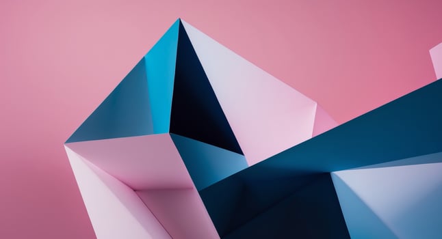 Abstract Geometric Composition with Pink Background and Blue Accents, Minimalist Art. photo