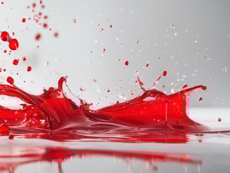 Red liquid splashing on a white surface photo