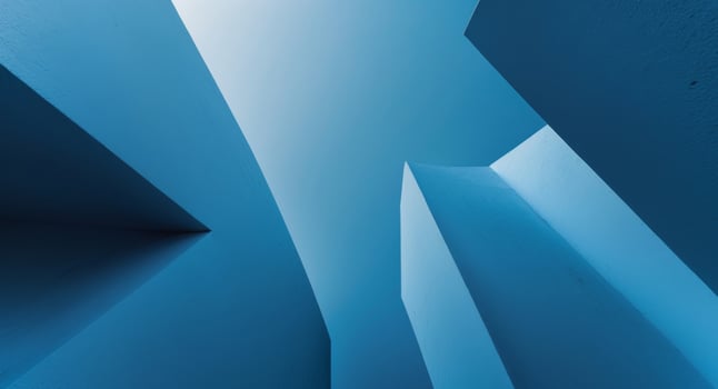 Abstract Architecture. Blue Geometric Shapes Against Sky, Clean Lines, Modern Design. photo