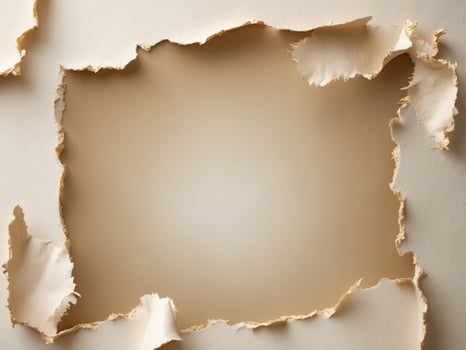 Torn Paper Hole, Revealing a Beige Background, Abstract Paper Texture Concept. photo