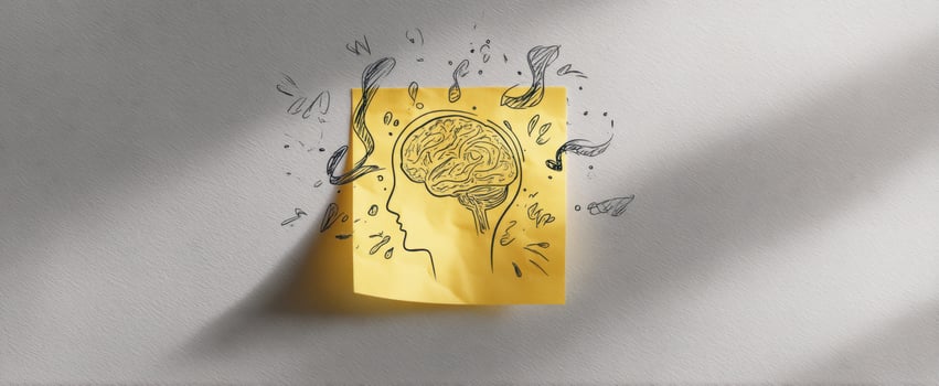 The Brain on a Sticky Note with Creative Illustrative Elements photo