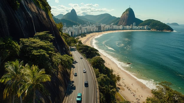 Brazil's sugarloaf mountain and beach photo