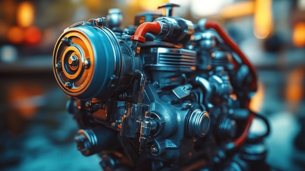 Detailed close-up of a futuristic engine photo