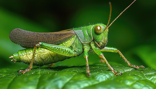 Grasshopper Perched on a Leaf photo
