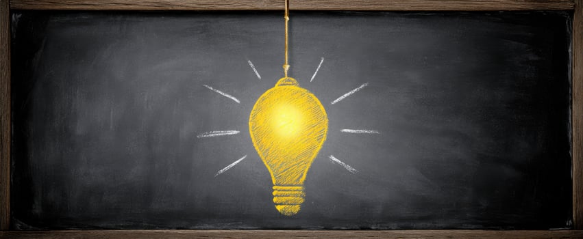 The Lightbulb Illuminating Ideas on a Chalkboard Background photo