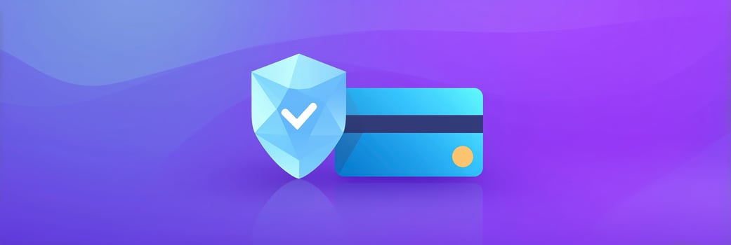 A blue and purple background with a blue and purple card photo