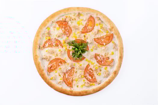 Enjoy a Delicious Cheese Pizza topped with Fresh Tomatoes and aromatic Herbs for everyone photo