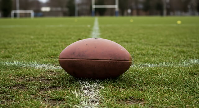 A brown ball on the grass photo