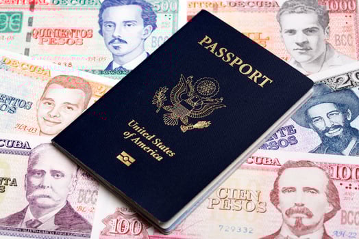 American passport on Cuban Peso photo