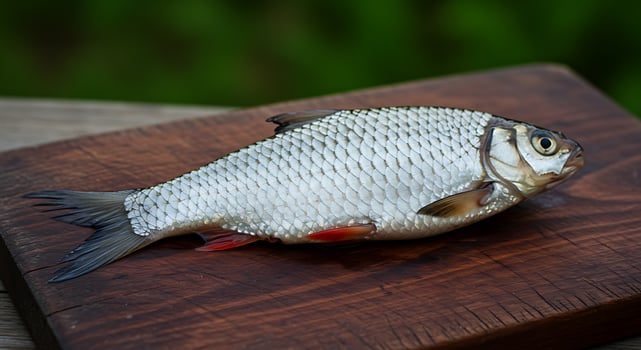 A fish on a wooden board photo
