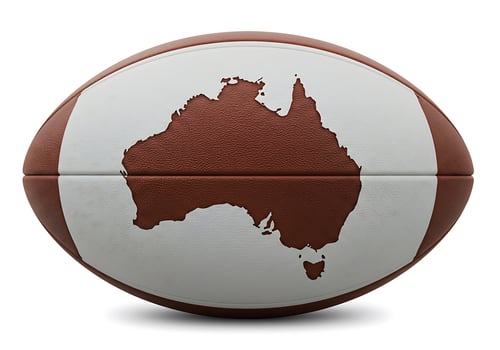 Australia map on a football ball photo