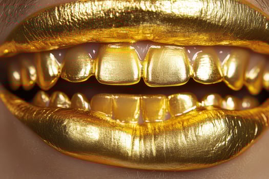 Bold golden lips create striking visual impact photo