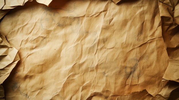 Crumpled brown paper texture with unique patterns photo