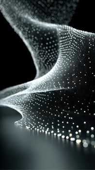 Dynamic flow of illuminated particles creates a mesmerizing visual effect in a dark environment photo
