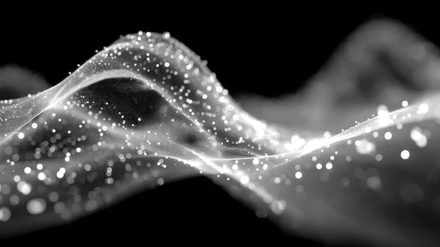 Abstract representation of flowing waves and light particles creating a dynamic visual effect photo