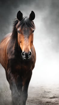 Majestic horse standing in misty surroundings showcasing beauty and grace in nature photo