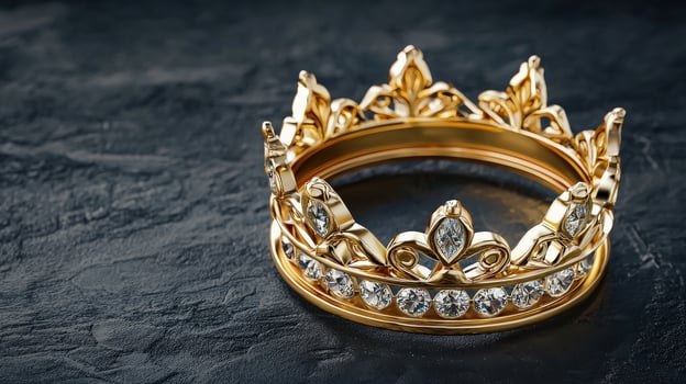 Golden crown on black background photo