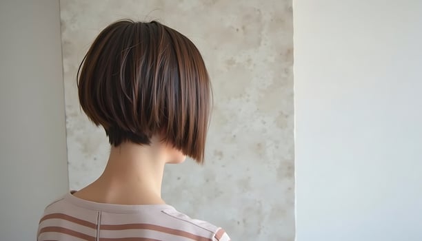 Woman with Short Brown Bob Hairstyle photo