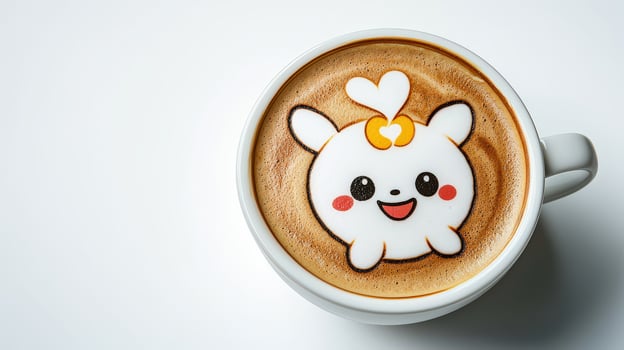 A cup of coffee with a cute little animal on top photo