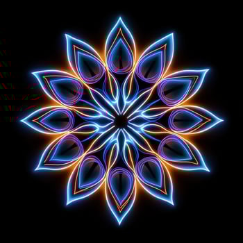 Neon flower on black background photo