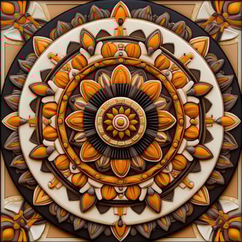 A mandala with orange and brown colors photo