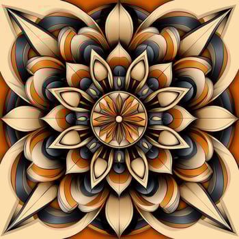 A mandala design in orange, black and brown photo