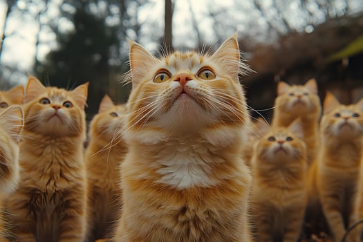Curious Ginger Cats in Autumn Forest Exploration - Perfect for Decor and Posters photo