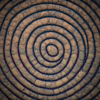 A spiral pattern made of brown and blue fabric photo
