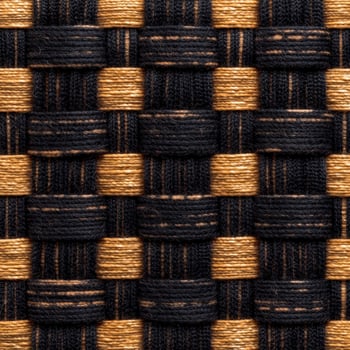 A woven fabric with black and gold stripes photo
