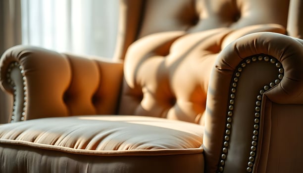 brown leather chair with a buttoned back photo