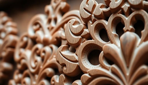 close up of a decorative wall made of wood photo