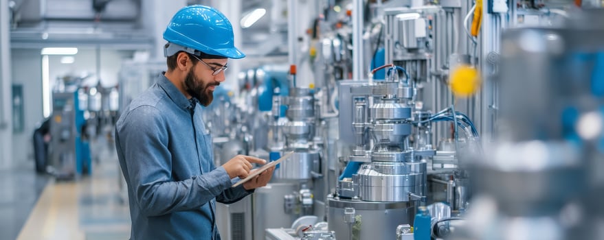 Professional tablet use in smart manufacturing industry photo