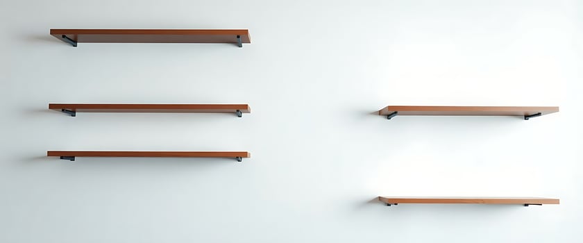 three wooden shelves on a white wall photo