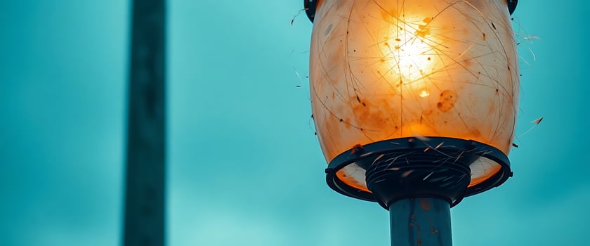 close up of a street light with a blue sky in the background photo