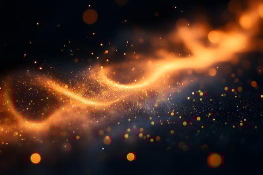 Glowing Abstract Energy Wave with Orange Sparkles for Digital Artwork and Background Design photo