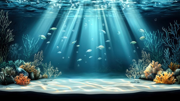 Underwater scene with coral reef and fish photo