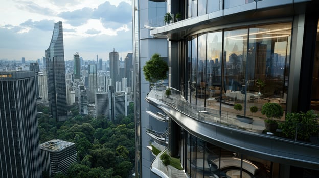 A view of the city from the top of a building photo