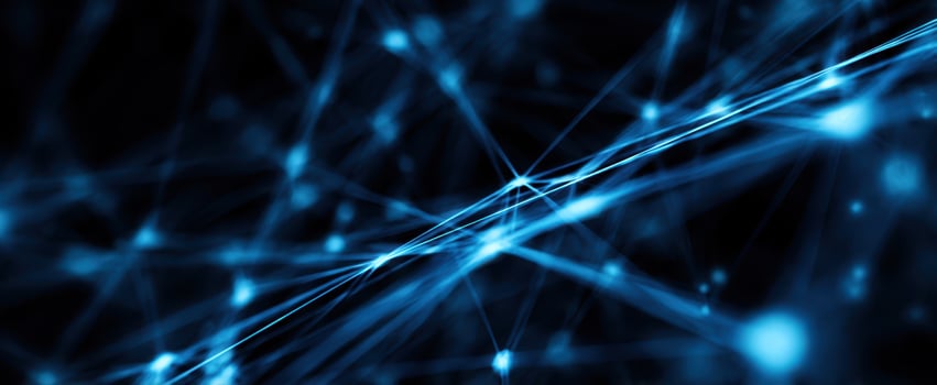 The Glowing Blue Lines of an Abstract Digital Network Moving Through Space photo