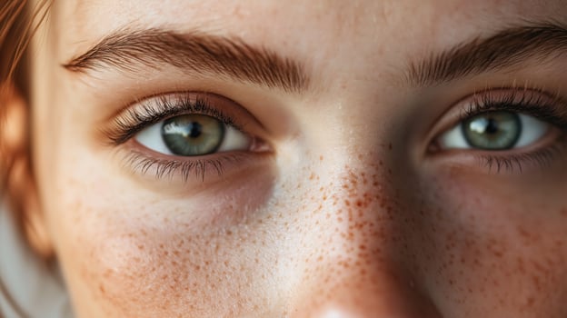 A woman with green eyes and red hair photo