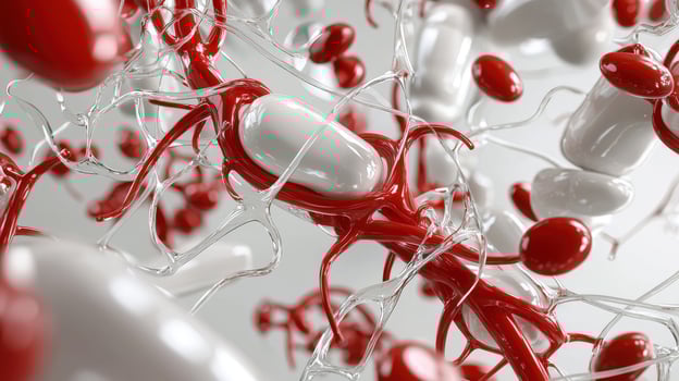 A close up of red and white blood cells photo