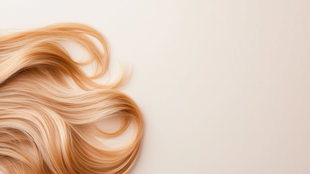 Luxurious blonde waves flowing natural highlighting against texture gracefully, pristine white background photo